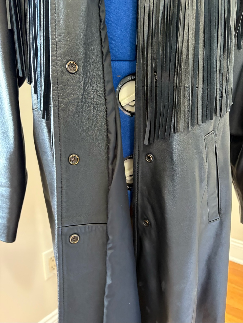 Black Leather Fringe Coat - Women - Picture 14 of 16